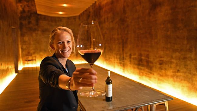 Jess Hill-Smith at Yalumba Wines’ converted wine tank tasting space in the Barossa Valley. Picture: Tom Huntley