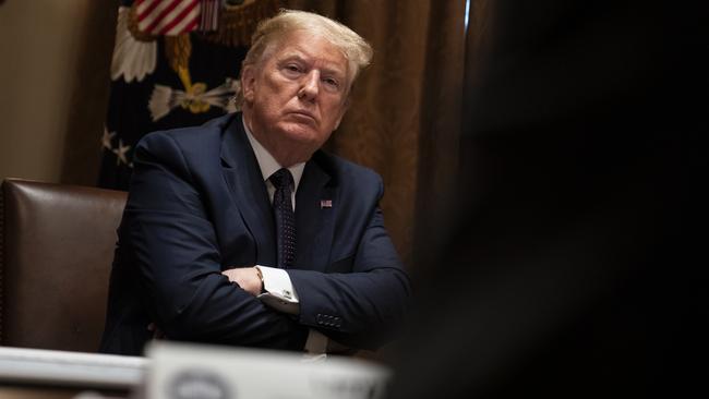 US President Donald Trump listens during a meeting in the cabinet room of the White House. Picture: AP