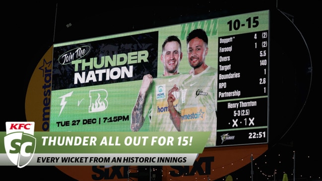 Sydney Thunder all out for 15! Every wicket from an historic innings