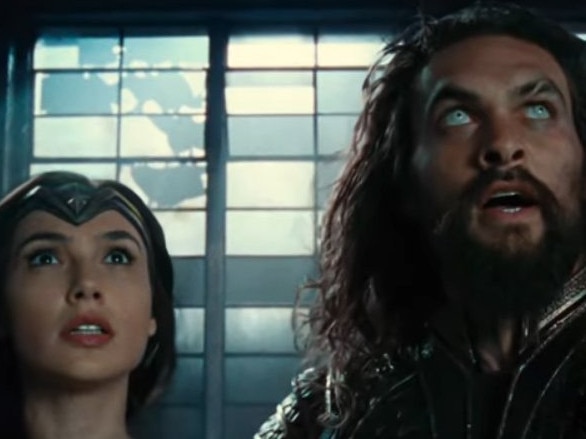 Gal Gadot and Jason Momoa in a scene from the latest trailer for the movie Justice League.