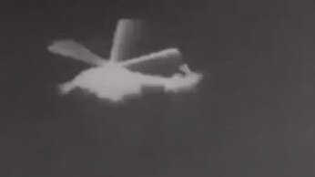 Ukraine government releases footage reported to show the shooting down a Russian helicopter by one of their drones.,