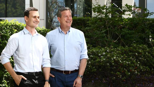 LNP leader Tim Nicholls with Bonney LNP candidate Sam O'Connor at Southport. Picture: Glenn Hampson