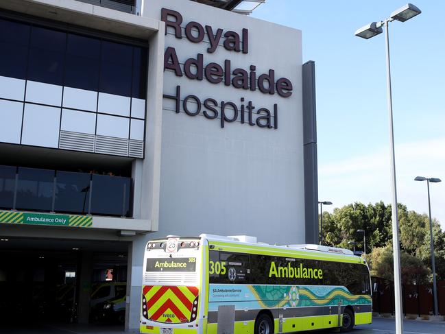 ADELAIDE, AUSTRALIA - NewsWire Photos May 31, 2024: Ambulances parked  at the Royal Adelaide Hospital. Ramping Picture: NewsWire / Kelly Barnes