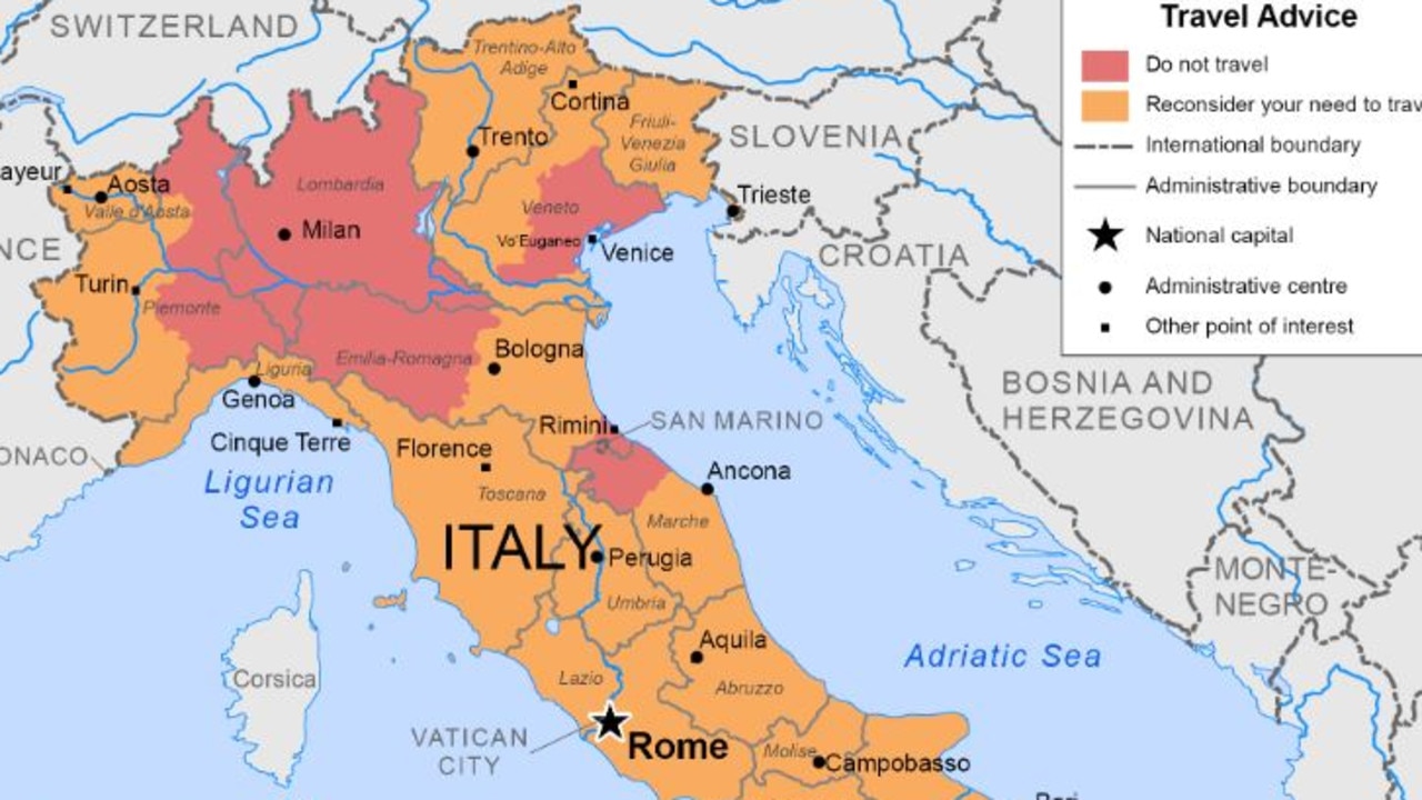 Travellers are advised not to go to parts of Italy.