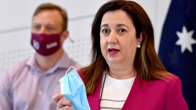 Queensland premier Annastacia Palaszczuk announces the lockdown will end. Picture, John Gass