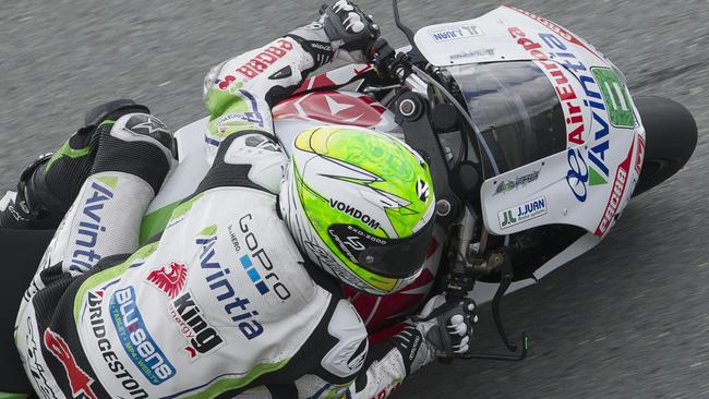 Hector Barbera topped the second MotoGP practice session at a wet Sachsenring