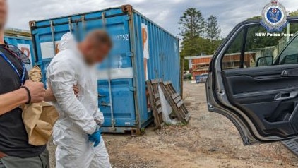 A man arrested at a property at Ingleside on March 22, 2023, for allegedly attempting to import 59.6kg of methamphetamine into Sydney. Picture: NSW Police