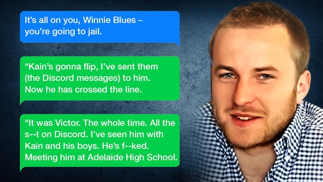 Victor Codea and some of the messages sent in the lead-up to his alleged murder at Adelaide High School.