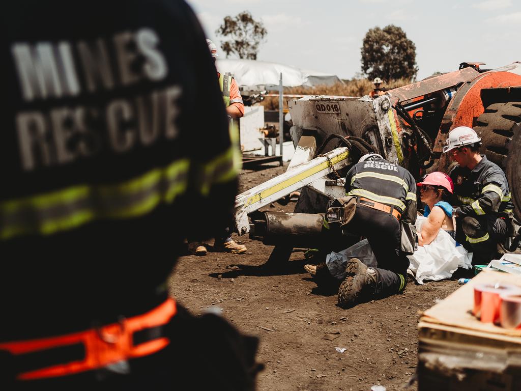 Mines rescue teams in action for the 59th annual Australian Underground Coal Mines Rescue competition. Pictures: Supplied by Anglo American