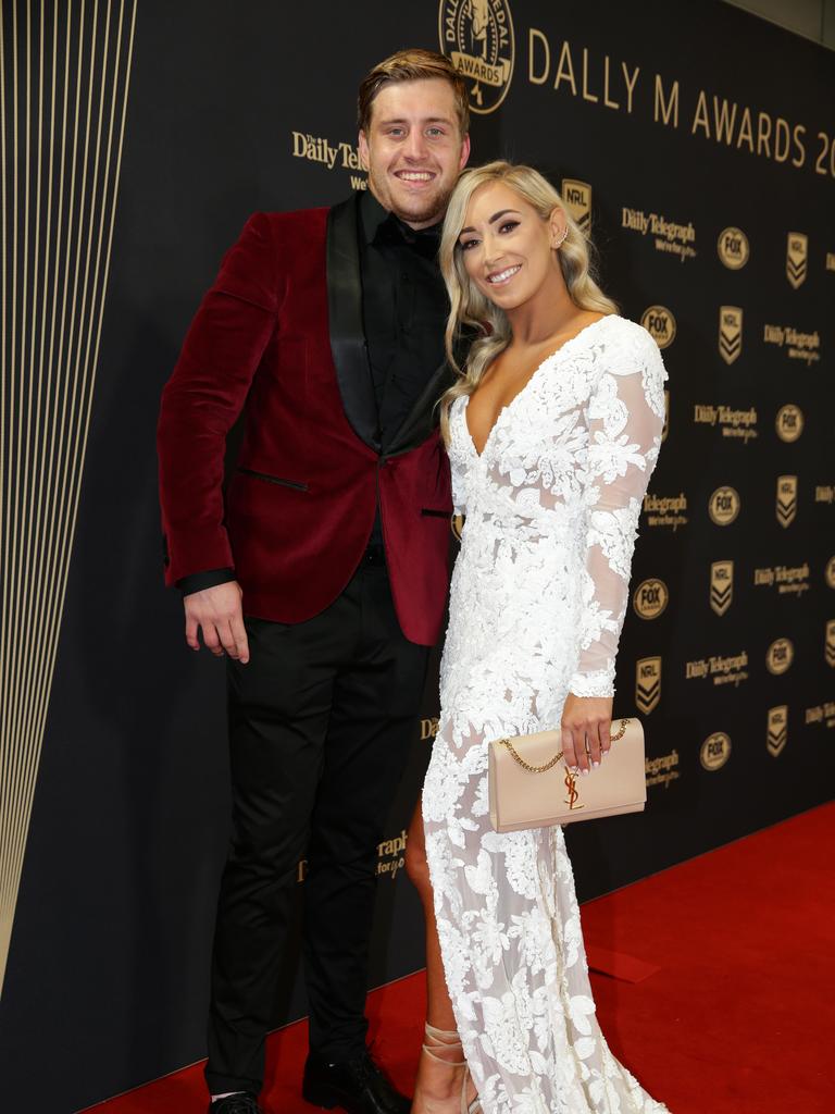 Cameron Munster and Bianca Mcmahon on the red carpet at the 2018 Dally M Awards. Picture: Jonathan Ng