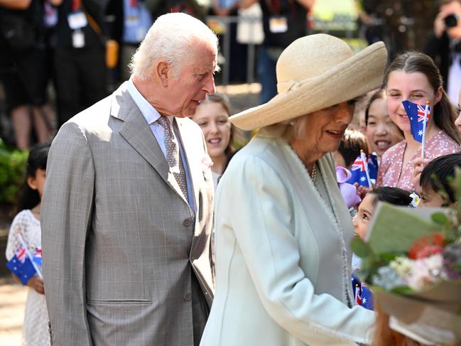 SYDNEY, AUSTRALIA - NewsWire Photos - 20 OCTOBER, 2024: Britain's King Charles III and Queen Camilla arrive to attend a Sunday morning service at St Thomas' Anglican Church in Sydney on October 20, 2024, during their six-day royal visit to Sydney and Canberra. Picture: NewsWire / Dean Lewins