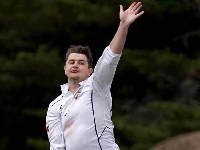 Lindon Dowsett of Diggers Rest bowling during the GDCA Cricket: Sunbury United v Diggers Rest Bulla played at Langama Park Sunbury on Saturday 16th Nov, 2019.