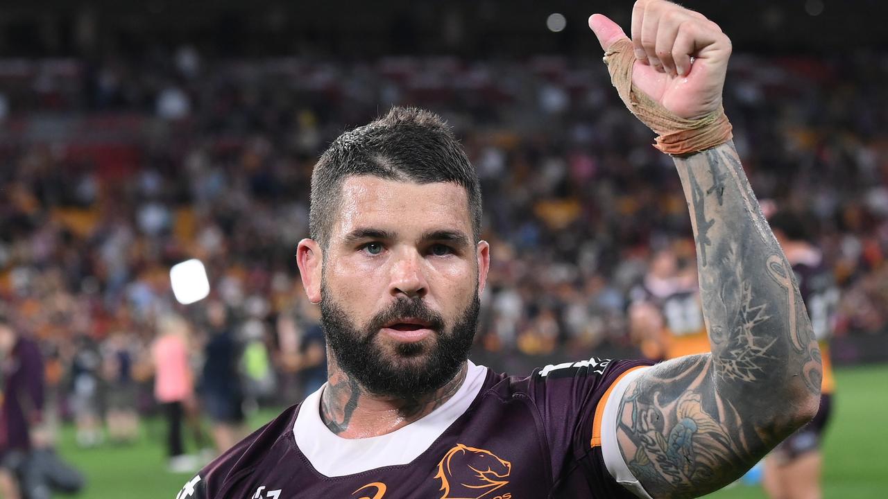 BRISBANE, AUSTRALIA - SEPTEMBER 08:  Adam Reynolds of the Broncos celebrates winning the NRL Qualifying Final match between the Brisbane Broncos and Melbourne Storm at Suncorp Stadium on September 08, 2023 in Brisbane, Australia. (Photo by Bradley Kanaris/Getty Images)