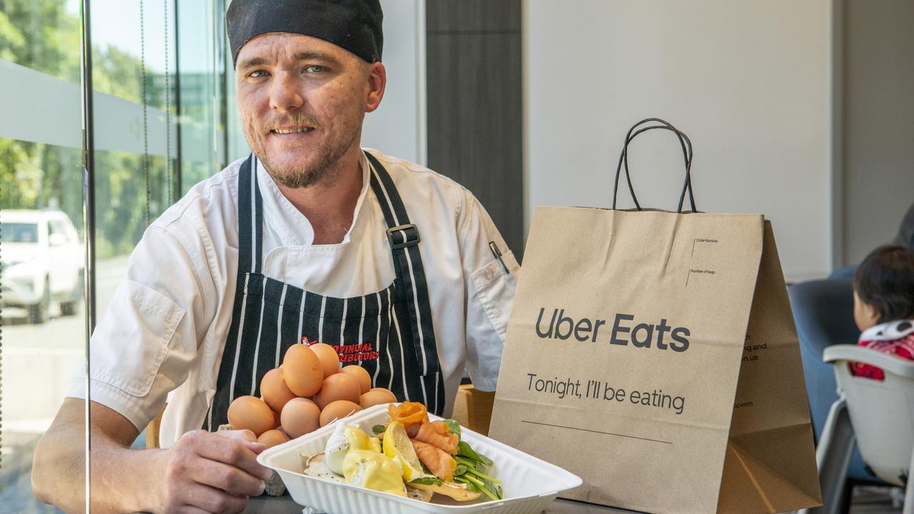 Head chef Johnathan Moore from The Coffee Club on Margaret St. It is now offering Sir Benedict on UberEats to customers.