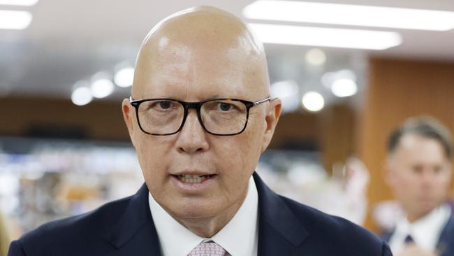 SYDNEY, AUSTRALIA - NewsWire Photos -  26TH FEBRUARY 2025: Pictured at Pendle Hill Meat Market in western Sydney is The Leader of the Opposition Peter Dutton., Picture: NewsWire / Richard Dobson