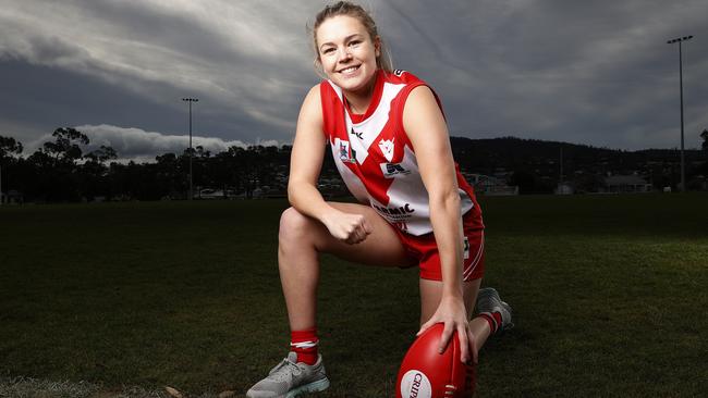 TSLW Clarence captain Grace Mitchell ahead of the teams clash with rivals Glenorchy on the weekend. Picture: Zak Simmonds