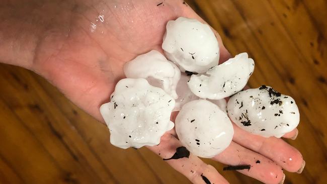 Hailstones that fell in Wollongong on Tuesday night. Picture: Madeline Crittenden