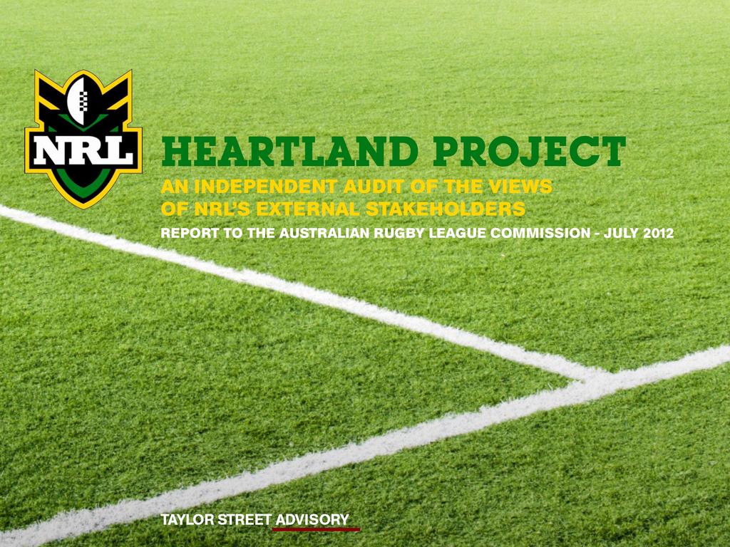 The NRL's Heartland report from July 2012 that examined rugby league in Western Sydney.