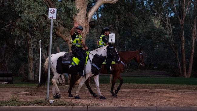 Police patrols after the Alice Springs Youth Curfew was announced in March. Picture: Pema Tamang Pakhrin