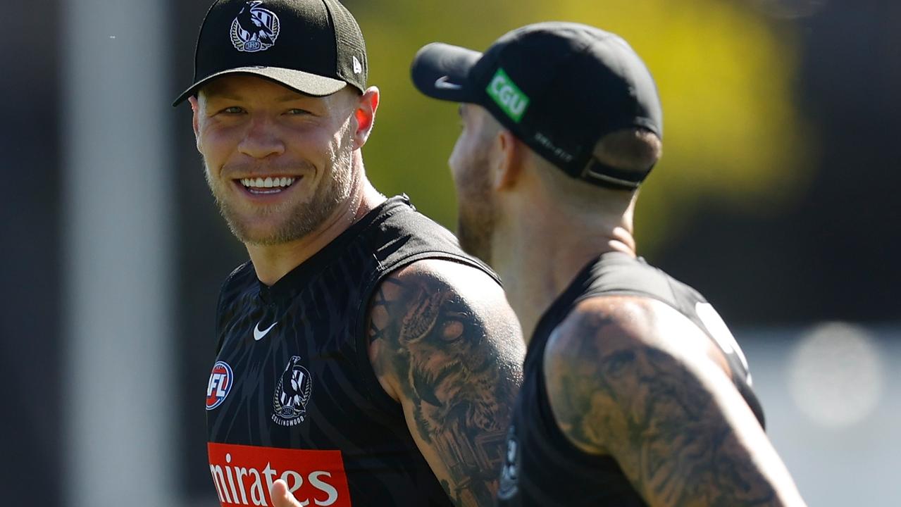 Jordan De Goey (left) and Jeremy Howe should be right for round 1. Picture: Michael Willson/AFL Photos via Getty Images