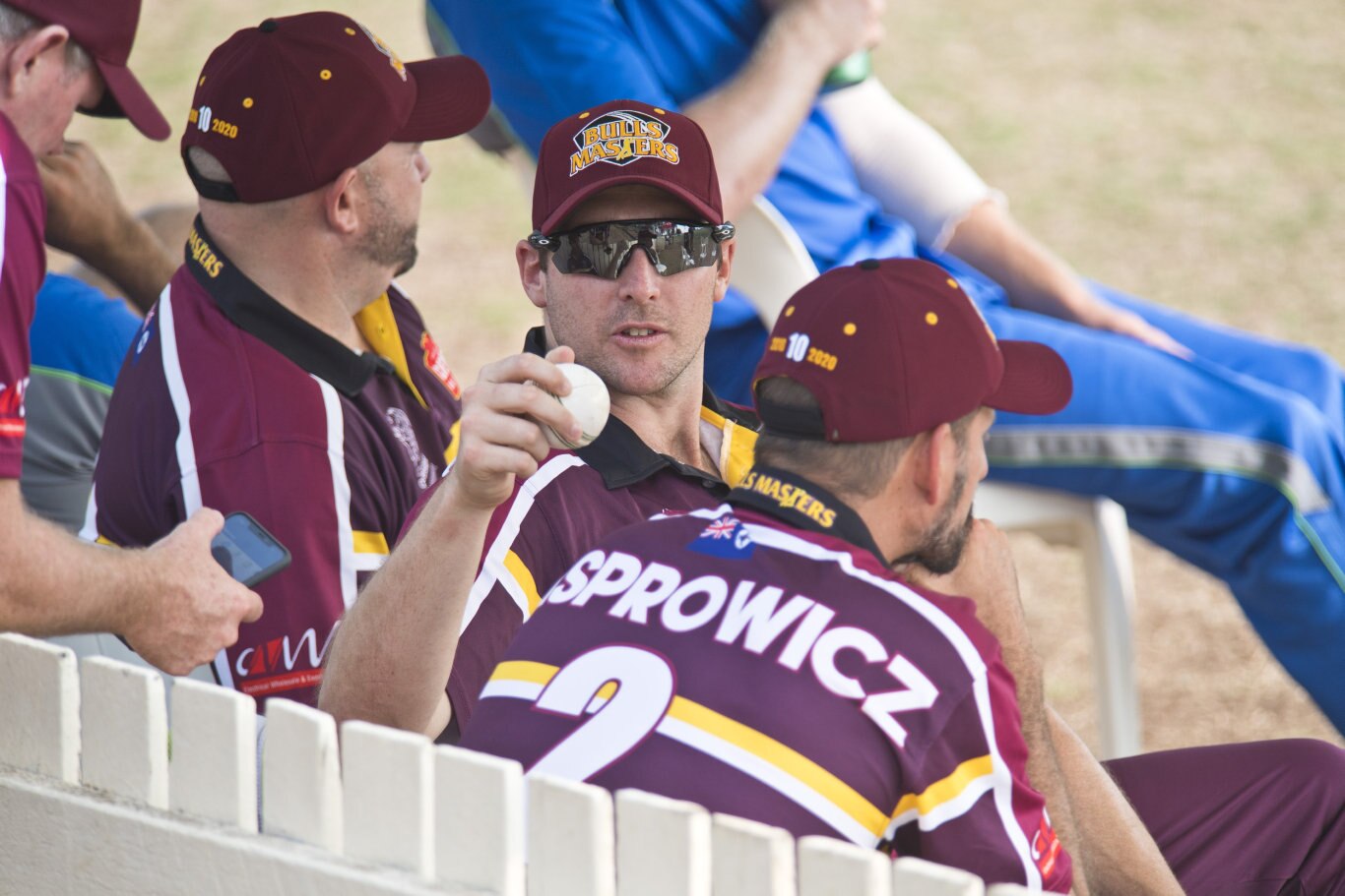 Luke Feldman of Bulls Masters on the bench against the Australian Country XI in Australian Country Cricket Championships exhibition match at Heritage Oval, Sunday, January 5, 2020. Picture: Kevin Farmer