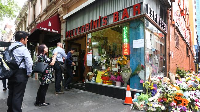 People line up to get their coffee at Pellegrini's on Tuesday morning. Picture: Getty Images