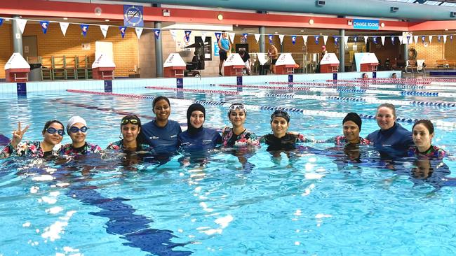 Not-for-profit organisation 'Afghan Women on The Move' provides free swimming lessons to newly arrived refugee women in Sydney's southwest. Picture: Inasha Iftekhar