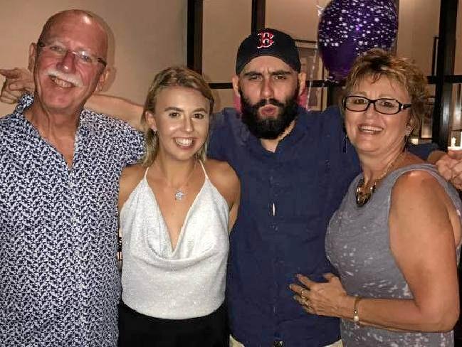 Samuel Thompson pictured with his family second from the right. His family hold grave concerns for the missing 22-year-old. Picture: Contributed