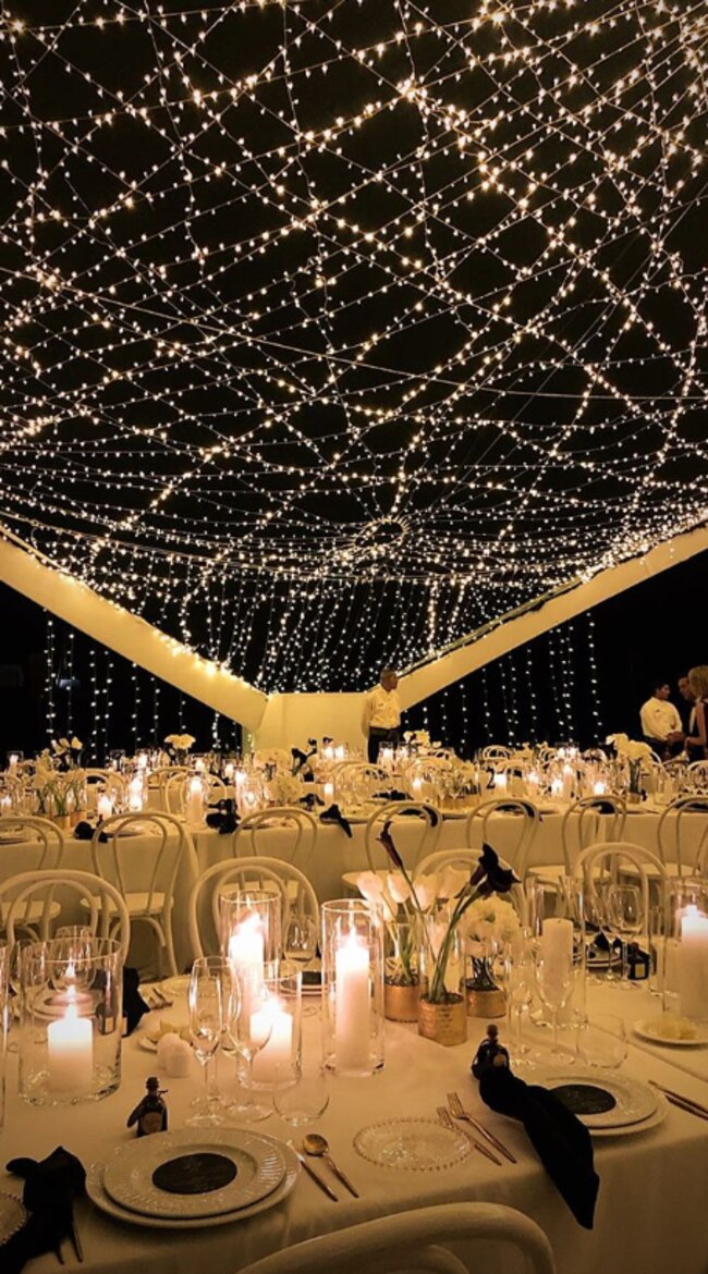 Twinkle, twinkle, little star … guests dined under an outdoor gazebo set on the resort’s beach. Picture: Instagram