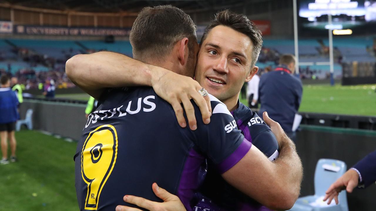 Cooper Cronk (R) and Cameron Smith (L) formed half of the best spine of the modern era. Picture: Getty