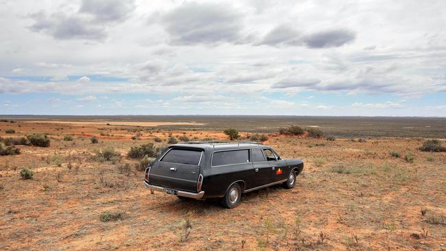 The hearse that carried the remains of Mungo Man at Mungo National Park. Picture: Aaron Francis