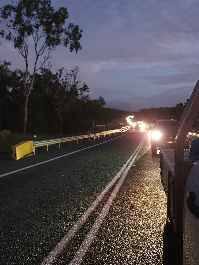 A man has died overnight in a crash on the Peak Downs Highway near Nebo that has closed the roadway for several hours.