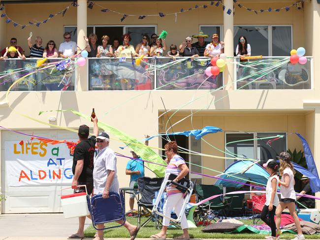 A party atmosphere at a house at Aldinga Bay for stage five of the 2015 TDU. Picture: Tait Schmaal