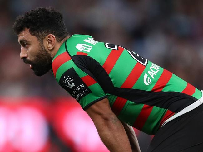 SYDNEY, AUSTRALIA - SEPTEMBER 17: Alex Johnston of the Rabbitohs looks on during the NRL Semi Final match between the Cronulla Sharks and the South Sydney Rabbitohs at Allianz Stadium on September 17, 2022 in Sydney, Australia. (Photo by Jason McCawley/Getty Images)