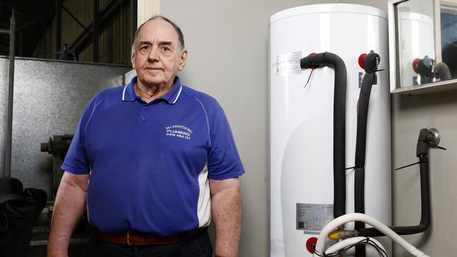 Legendary local plumber Bill Armstrong said the heat pump in the Southern Highlands was the “worst installation job he’d seen in 55 years on the tools.” :Picture: Jonathan Ng