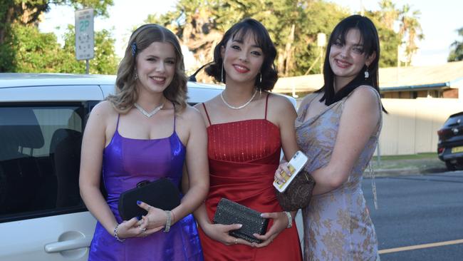 Sophie, Emily and Daphne at the Maleny State High School formal on November 16, 2022. Picture: Sam Turner