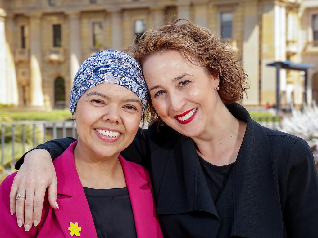 Gabrielle Williams will shave her hair off in parliament next week to bring awareness to the plight of fellow Labor MP and friend Eden Foster, who is currently battling cancer. Picture: Ian Currie