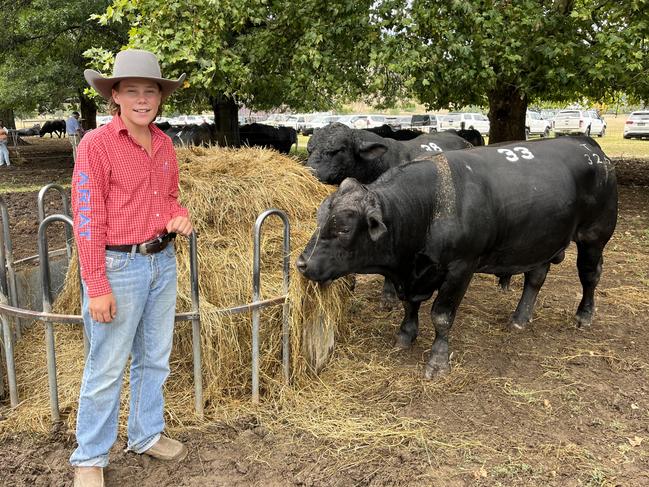 Henry Brewer, Brewer Beef, Tallangatta Valley, with lot 33, a Sim-Angus bull which made $9500.