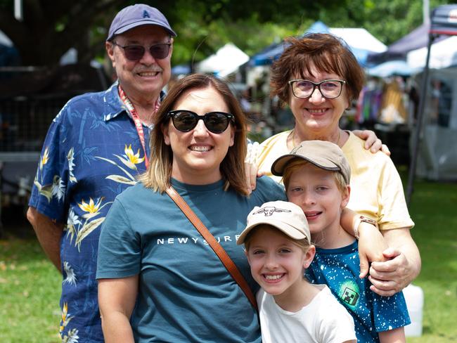 The Merritt and Vivian families at the Urangan Markets.