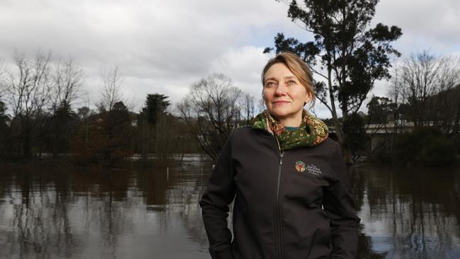 Doctor Josie Kelman CEO Derwent Catchment Project at the Derwent River in New Norfolk. The Derwent Catchment Project will play a part in the flood recovery in the area. Picture: Nikki Davis-Jones