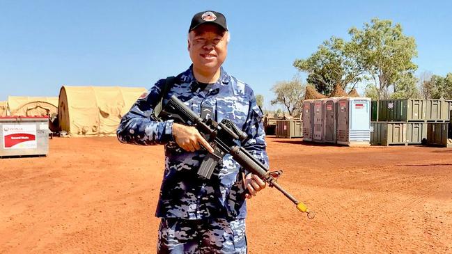 Liberal MP Ian Goodenough on sentry duty: Yes, he is pleased to see you. Source: Twitter