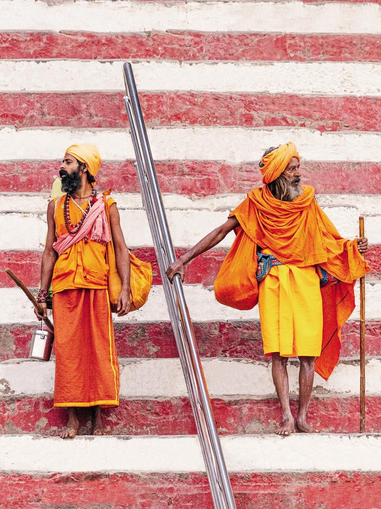 Approaching the Ganges in Varanasi.