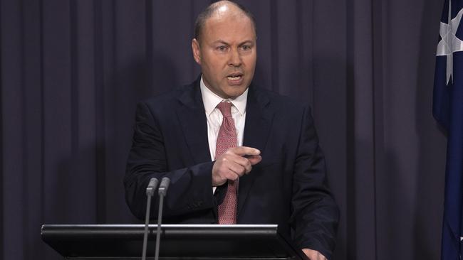 Treasurer Josh Frydenberg announces the new media code. Picture: NCA NewsWire / Gary Ramage