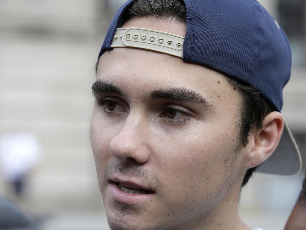David Hogg became a leading voice in the March for our Lives movement after he survived February’s mass shooting at Marjory Stoneman Douglas High School, in Parkland, Florida. Picture: AP Photo/Steven Senne