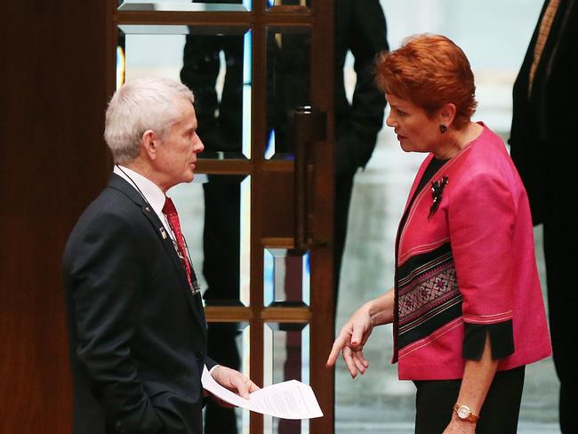 Senator Malcolm Roberts and Senator Pauline Hanson. Picture: Kym Smith