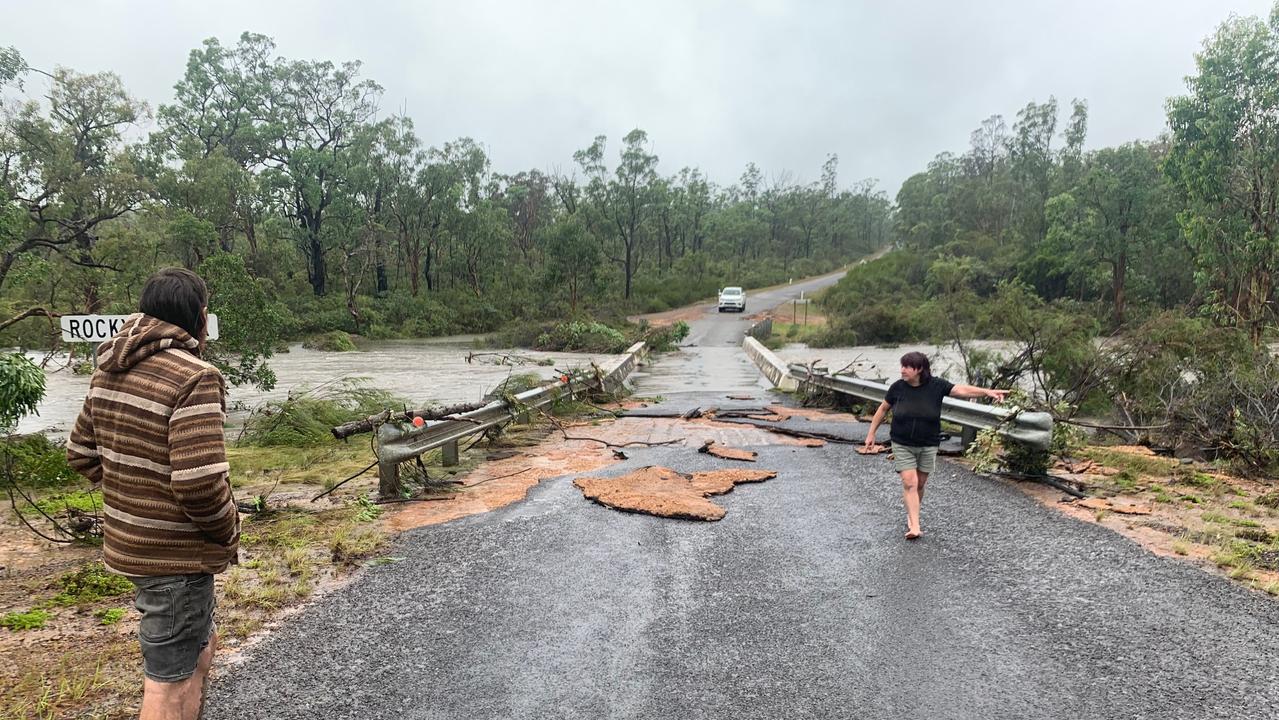 Rocky Creek bridge damaged by flood water. Picture: Jaiden Mannell