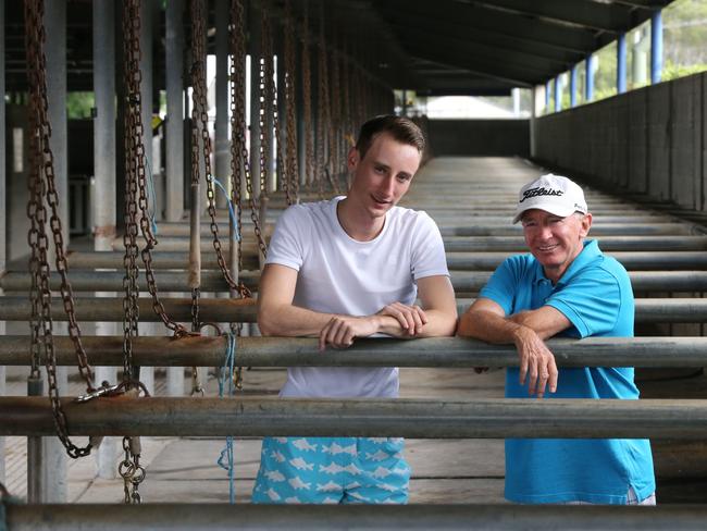 Mick Dittman, with son Luke, believes apprentice jockeys should keep their claim until they outride it, rather than losing all claims the moment they end their apprenticeship. Picture: Glenn Hampson