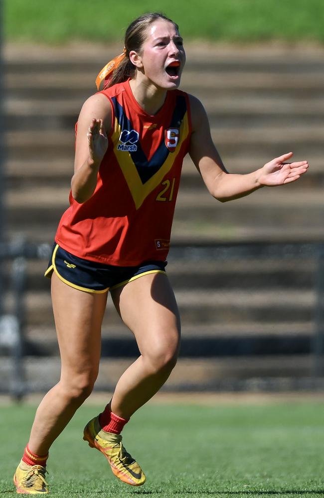 Eloise Mackereth of South Australia was the pick of the forwards on a high scoring day. Picture: Mark Brake/AFL Photos/via Getty Images