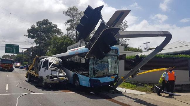 The crash brought down the lights at on Church St, halting traffic. Picture: Traffic and Highway Patrol Command - NSW Police Force