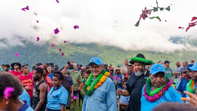 Anthony Albanese with James Marape while walking the Kokoda Track. Picture: PMO